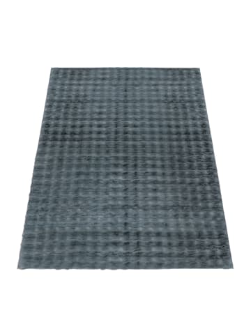 KADIMA DESIGN Hochflor Teppich Shaggy waschbar Unifarben Struktur Schlafzimmer in Anthrazit