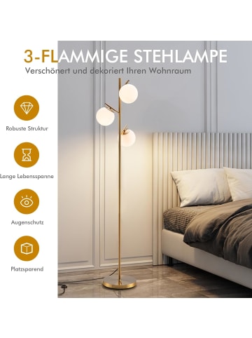 COSTWAY Stehlampe 3-flammig in Gold