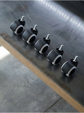 KADIMA DESIGN Hartbodenrollen | 5er-Set, Schwarz/Weiß, ø50mm, 11mm-Stift