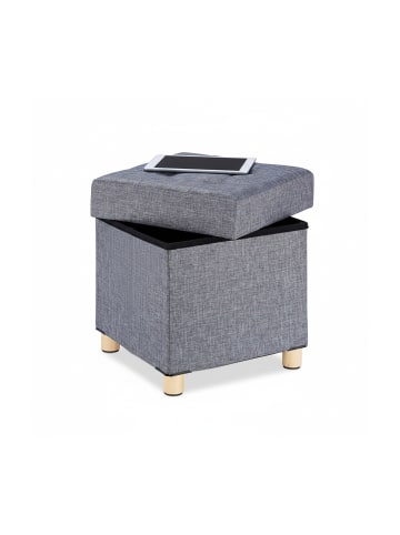 relaxdays Sitzhocker in Grau - (B)38x (H)40 x (T)38 cm