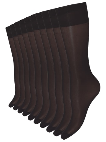 Yenita® Feinkniestrümpfe 60 Den 10 Paar Kniestrümpfe in schwarz