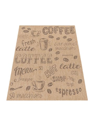 KADIMA DESIGN Teppich Kurzflor Schriftzug Wohnzimmer in Beige