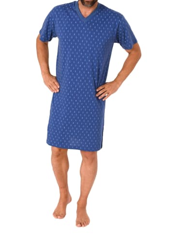 NORMANN Nachthemd kurzarm zeitlosem Alloverprint   - 71251 in blau