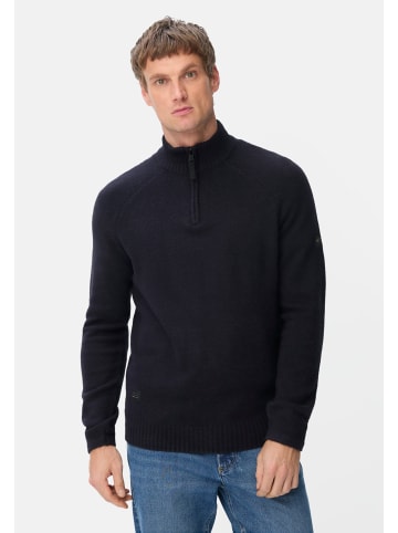 Camel Active Leichter Pullover mit Stehkragen und Reißverschluss in Navyblau