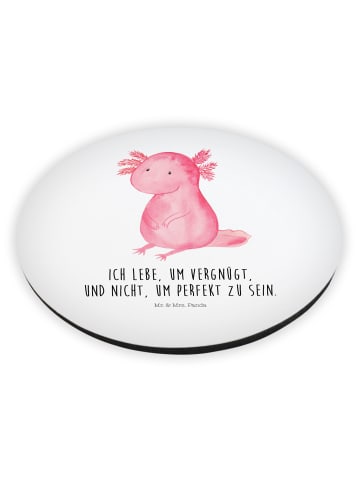 Mr. & Mrs. Panda Rund Magnet Axolotl Niedlich mit Spruch in Weiß