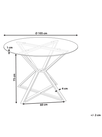 Beliani Esszimmertisch BOSCO in Transparent/Silber - (W) 105 x (H) 75 x (L) 105 cm