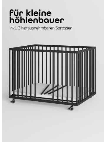 Sämann Sämann Laufgitter mit Matratze SleepPlus & Schlupfsprossen Black Edition Premium