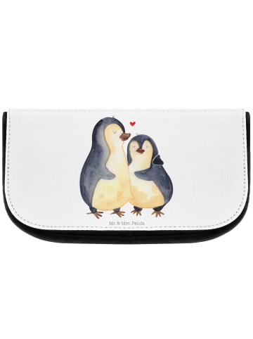 Mr. & Mrs. Panda Kosmetiktasche Pinguin umarmen ohne Spruch in Weiß