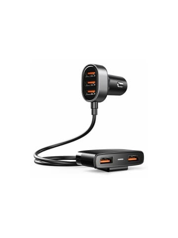 Wisam® Auto-Schnellladegerät 5x USB 6.2A mit Verlängerungskabel schwarz