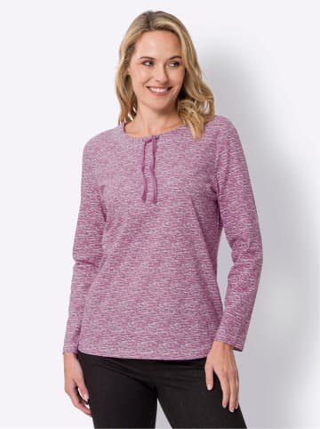 Sieh an! Langarmshirt in violett-ecru-bedruckt