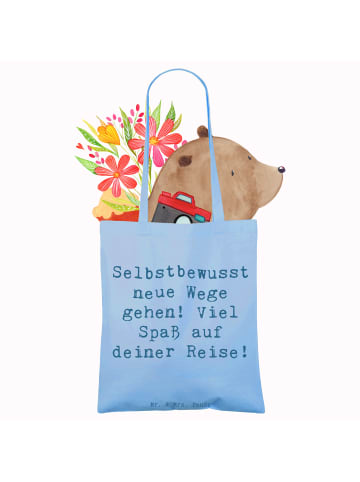 Mr. & Mrs. Panda Baumwolltasche Spruch Alleine Reisen unternehme... in Sky Blue