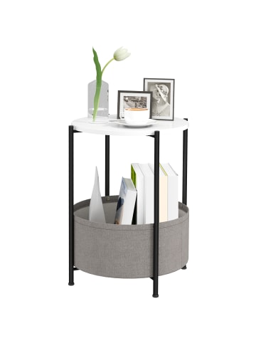 HOMCOM Beistelltisch-44L x 44B x 56H cm-Weiß+Grau