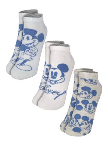 Disney 3er Pack Disney Mickey Mouse Socken Sneaker Strümpfe in blau/grau