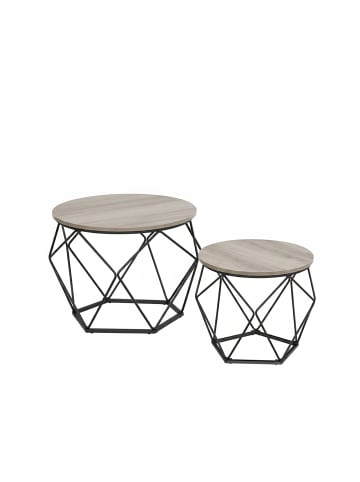 relaxdays 2-tlg. Couchtisch-Set in Grau/ Schwarz