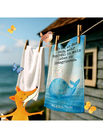 Mr. & Mrs. Panda Handtuch Wal Konfetti Design mit Spruch in Weiß