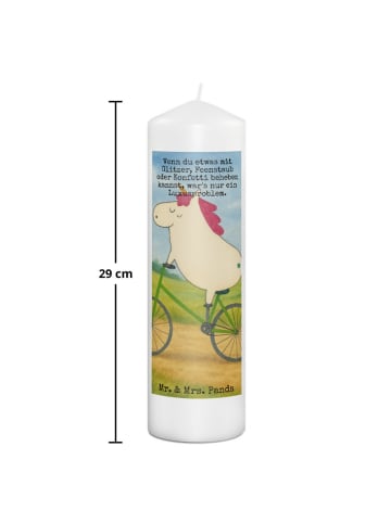 Mr. & Mrs. Panda Kerze Mit Spruch Einhorn Radfahrer Design mit S... in Weiß