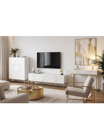 Feldmann-Wohnen Wohnzimmer-Set 3-teilig Clearing weiß / gold 362 / 40 / 120cm