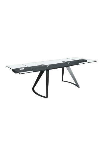 Angel Cerdá Ausziehbarer Esstisch 1150 in Schwarz/Kristall – (B)180 x (T)100 x (H)75 cm
