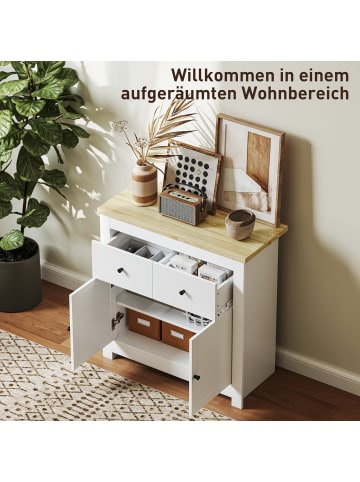 HOMCOM Sideboard-79L x 35B x 80H cm-Weiß