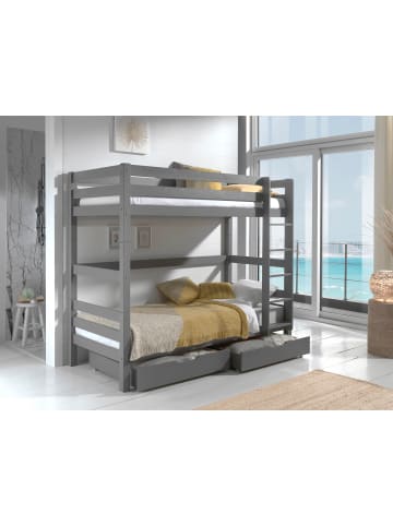 58 aufm Kessel ETAGENBETT Karolina 210x182x105 aus Massivholz in grau