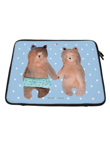 Mr. & Mrs. Panda Laptop Tasche Bär Freundin ohne Spruch in Blau Pastell