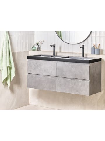 Beliani 2-tlg Badezimmerschrank mit Waschbecken CARDIEL in Grau/Schwarz