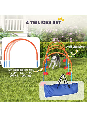 Pawhut Hunde Agility Set Blau+Orange Kunststoff