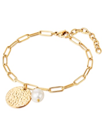 Valero Pearls Armband Edelstahl Süßwasser-Zuchtperle in gelbgold