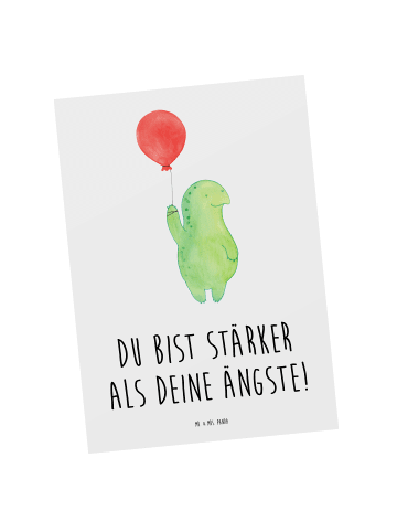 Mr. & Mrs. Panda Postkarte Angst überwinden mit Spruch in Weiß