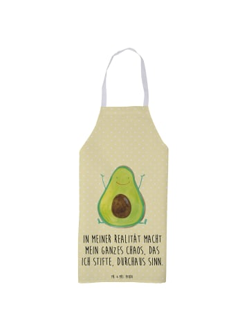 Mr. & Mrs. Panda Kochschürze Avocado Glücklich mit Spruch in Gelb Pastell