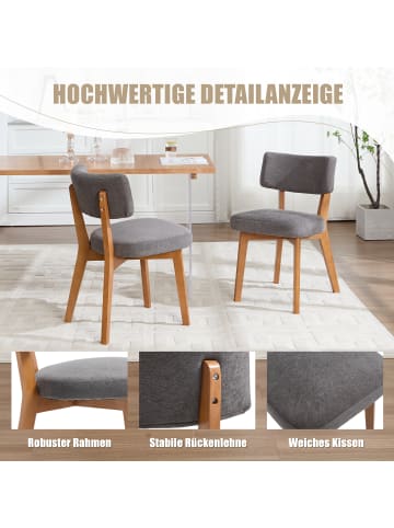 ABRIHOME Esszimmerstühle 2er Set Mid-Century Stil in Grau, 54.5x47x77 cm