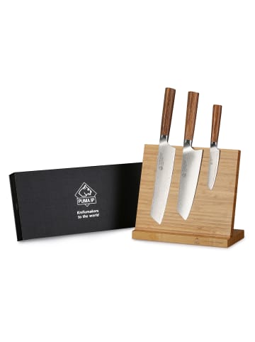 Ernst Siebeneicher-Hellwig  PUMA IP set of 3: chef, santoku & paring knife + Magnetständer + Schleifstein