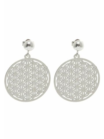 Gemshine Ohrringe Mandala Yoga Lebensblume Kreis in silver coloured