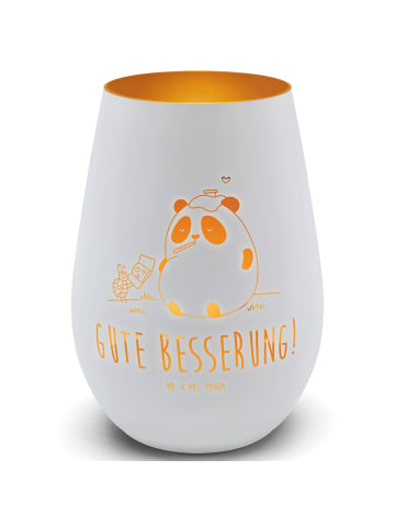 Mr. & Mrs. Panda Gold Windlicht Panda Gute Besserung mit Spruch in Weiß