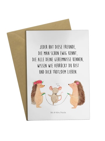 Mr. & Mrs. Panda Grußkarte Igel Seilhüpfen mit Spruch in Weiß