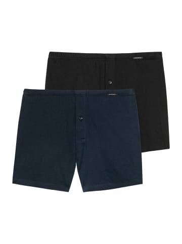 Schiesser Boxershorts Singel-Jersey in Schwarz / Dunkelblau