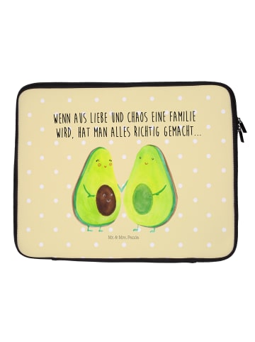 Mr. & Mrs. Panda Notebook Tasche Avocado Pärchen mit Spruch in Gelb Pastell