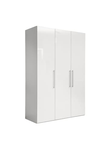 home24 Drehtürenschrank Pasechna in Hochglanz Weiß