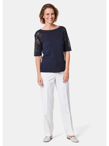 GOLDNER Kurzgröße:  Halbarmshirt mit transparenten Details in mitternachtsblau