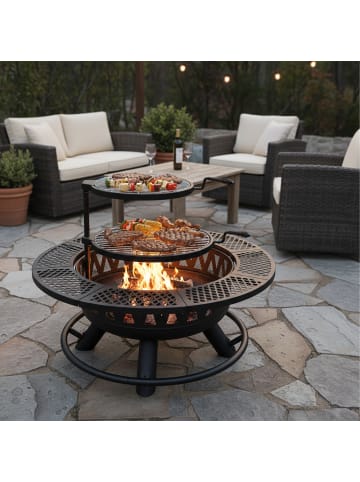 relaxdays Feuerschale in Schwarz - (H)61 x Ø 92 cm