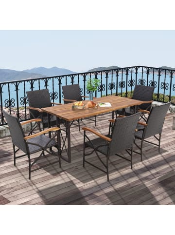COSTWAY Gartenstuhl 2er Set in Braun