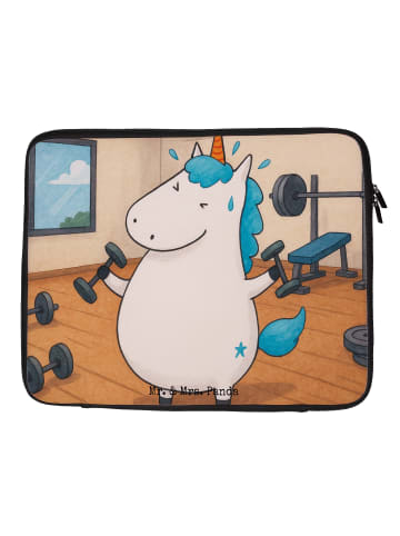 Mr. & Mrs. Panda Notebook Tasche Einhorn Fitness Design ohne Spruch in Weiß