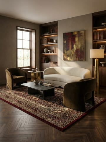 KADIMA DESIGN Teppich Kurzflor Waschbar Orientalisch ALETSCH Strapazierfähig in Rot