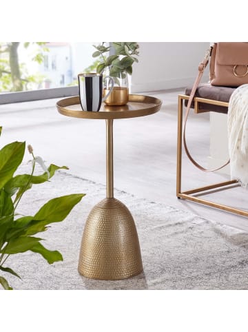 KADIMA DESIGN Runder Beistelltisch in Mattgold, lackiertes Aluminium, 33x33x53 cm