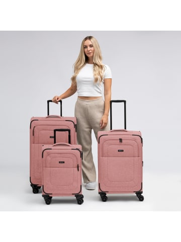 Redolz Essentials 12 THREE SET 4 Rollen Kofferset 3-teilig mit Dehnfalte rose