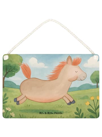 Mr. & Mrs. Panda Schild Pferd Springen Design ohne Spruch in Weiß