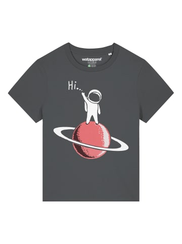 wat? Apparel T-Shirt Astronaut says Hi in Grau