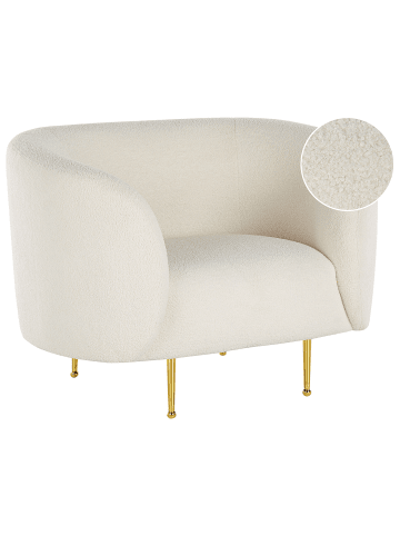 Beliani Sessel LOEN in Weiß/Gold - (W) 105 x (H) 79 x (L) 70 cm