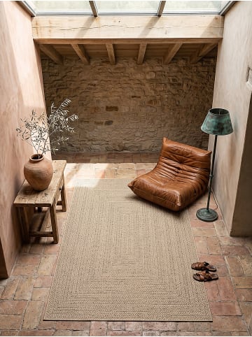 KADIMA DESIGN Läufer Bordüre flachgewebt pflegeleicht Wohnzimmer Flur Esszimmer in Natur