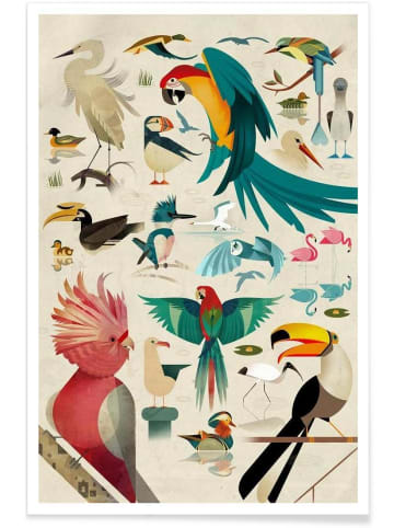 Juniqe Poster "Birds" in Bunt
